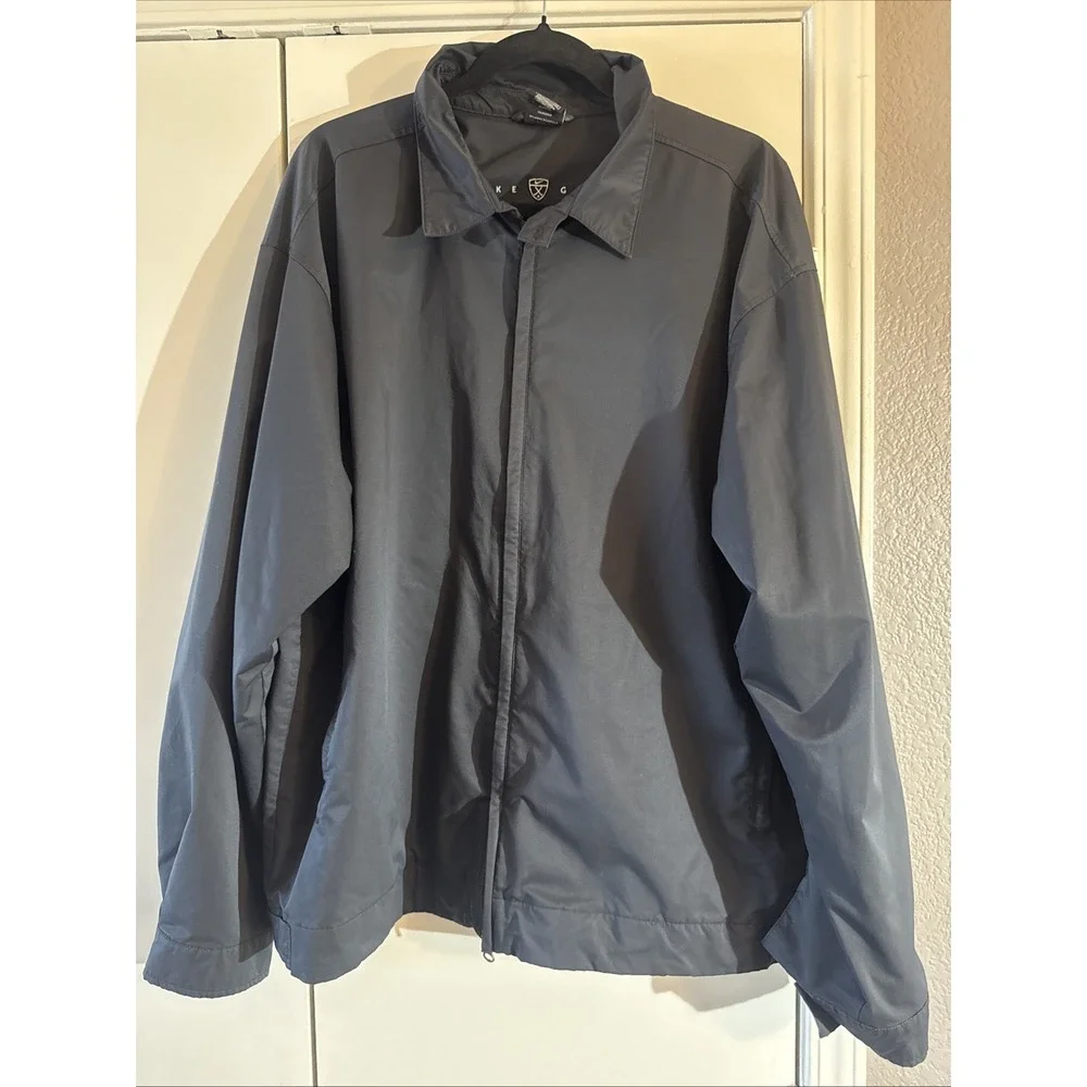 VTG Nike Golf Jacket XL Black Full Zip Y2K Windbreaker Shield Crest Embroidered